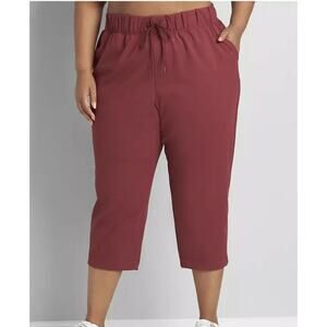Livi Maroon/Red Capri Athletic Pant WMNS 18/20 Pull On Stretchy Yoga Gym Workout